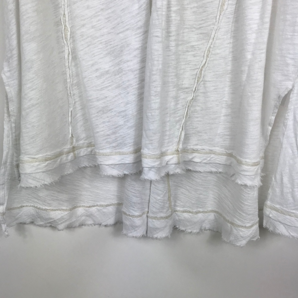 Free People  Size XS Blouse Ivory Tunic Raw Hem - Picture 2 of 8